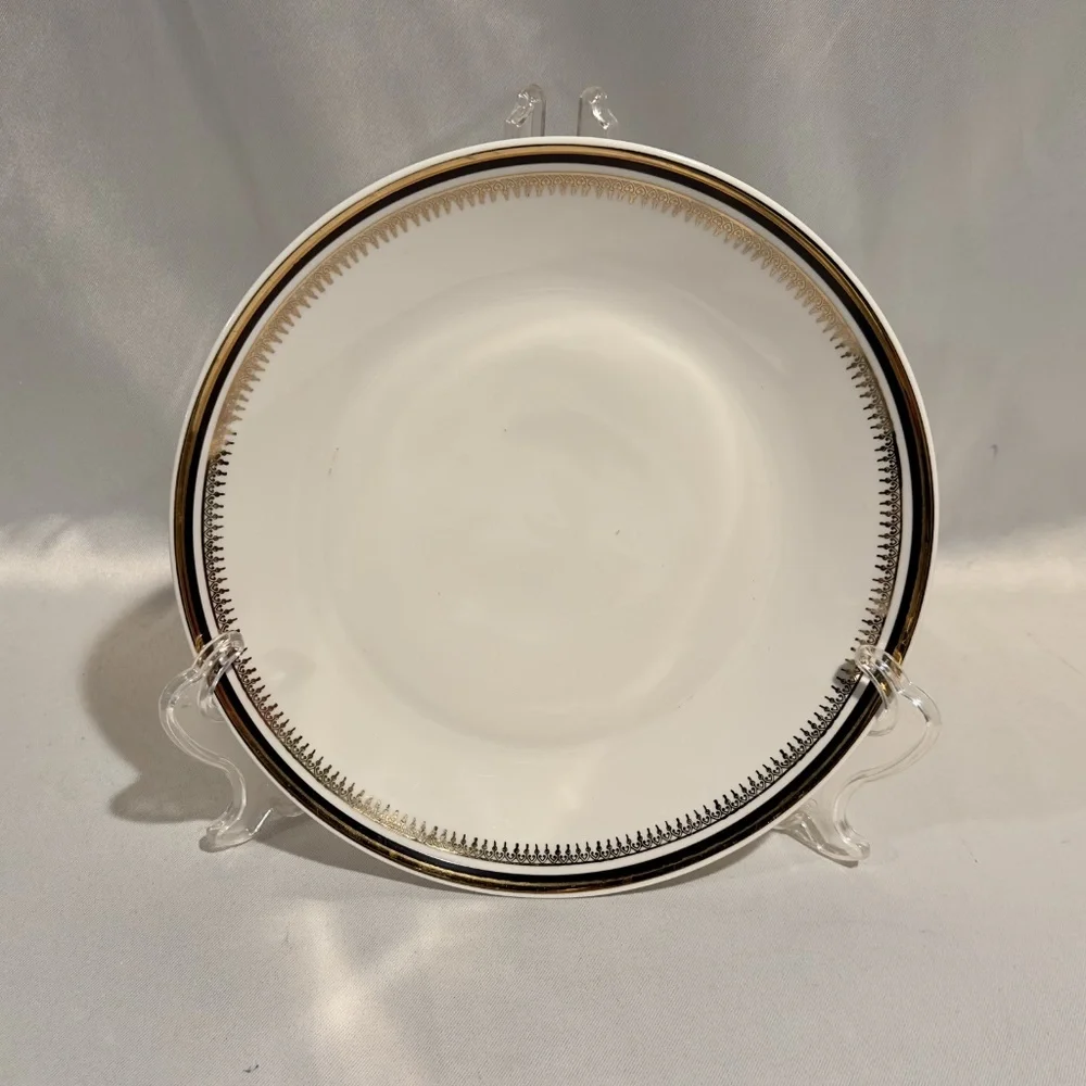 Chodziez Poland Porcelain Dinner Plate Black Gold Band Filigree
